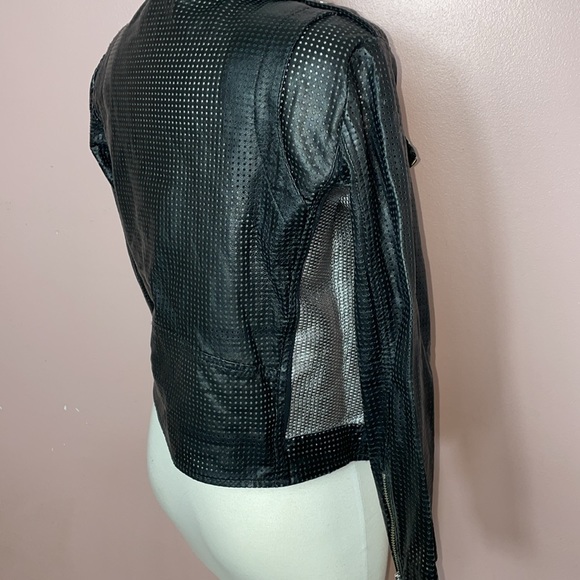 RARE Rebecca Minkoff 100% Lamb Leather Moto Jacket Laser Cut Stars - Picture 6 of 12